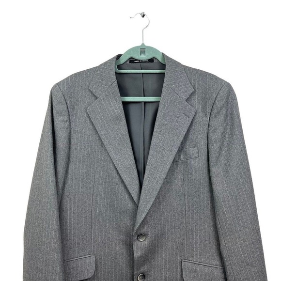 VESTRA Paris Blazer Suit Gray Pinstripe 2 Button Double Vent Men Size 44R - Picture 2 of 6